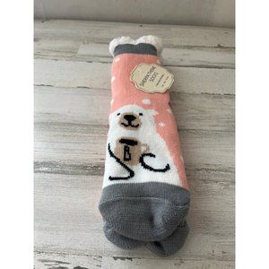 Sherpa theme socks with polar bear NWT